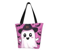 IguaTu Sac fourre-tout décontracté pour femme - Grande capacité - Léger - Avec fermeture éclair - Pour le shopping, les voyages et un usage quotidien, Fantôme de dessin animé d'Halloween, Taille