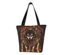 IguaTu Sac fourre-tout décontracté pour femme - Grande capacité - Léger - Avec fermeture éclair - Pour le shopping, les voyages et un usage quotidien, Attrape-rêves 3D Loup, Taille unique