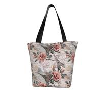 IguaTu Sac fourre-tout décontracté pour femme, grande capacité, léger, avec fermeture éclair, pour le shopping, les voyages et un usage quotidien, Fleur Paris Tour Eiffel, Taille unique