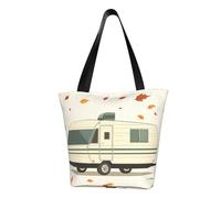 IguaTu Sac fourre-tout décontracté pour femme - Grande capacité - Léger - Avec fermeture éclair - Pour le shopping, les voyages et un usage quotidien, Happy Fall Camper, Taille unique