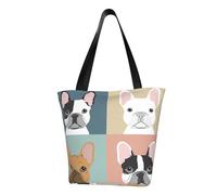 IguaTu Sac fourre-tout décontracté pour femme, imprimé zèbre, grande capacité, léger, avec fermeture éclair, pour le shopping, les voyages et un usage quotidien, Bouledogue français, Taille unique