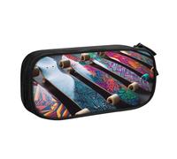 IguaTu Skate Boards Trousse à crayons grande capacité - Organiseur de papeterie double couche pour l'école, le bureau, les voyages, Noir , Taille unique, Trousse de beauté