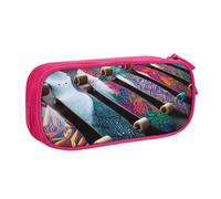 IguaTu Skate Boards Trousse à crayons grande capacité - Organiseur de papeterie double couche pour l'école, le bureau, les voyages, rose, Taille unique, Trousse de beauté