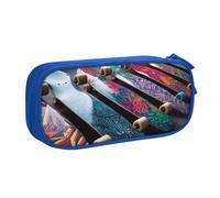 IguaTu Skate Boards Trousse à crayons grande capacité - Organiseur de papeterie double couche pour l'école, le bureau, les voyages, bleu, Taille unique, Trousse de beauté