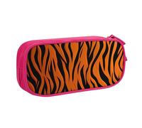 IguaTu Tiger Stripes Trousse à crayons de grande capacité Orange - Organiseur de papeterie double couche pour l'école, le bureau, les voyages, rose, Taille unique, Trousse de beauté