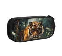 IguaTu Tiger Trousse à crayons grande capacité - Organiseur de papeterie double couche pour l'école, le bureau, les voyages, Noir , Taille unique, Trousse de beauté