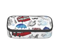 IguaTu Trousse à crayons de grande capacité avec compartiments et fermeture éclair Motif drapeau de course Noir/blanc, london, Taille unique, Trousse de beauté