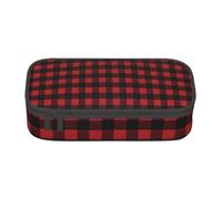 IguaTu Trousse à crayons de grande capacité avec compartiments et fermeture éclair Motif palmier tropical hawaïen, Motif carreaux rouges et noirs, Taille unique, Trousse de beauté