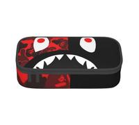 IguaTu Trousse à crayons de grande capacité avec compartiments et fermeture éclair Motif paresseux et tournesol, Requin rouge et noir, Taille unique, Trousse de beauté