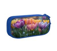 IguaTu Trousse à crayons de grande capacité avec motif fleurs de printemps - Organiseur de papeterie double couche pour l'école, le bureau, les voyages, bleu, Taille unique, Trousse de beauté