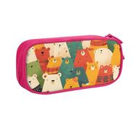 IguaTu Trousse à crayons de grande capacité avec motif ours colorés - Organiseur de papeterie double couche pour l'école, le bureau, les voyages, rose, Taille unique, Trousse de beauté