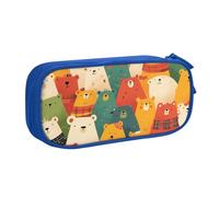 IguaTu Trousse à crayons de grande capacité avec motif ours colorés - Organiseur de papeterie double couche pour l'école, le bureau, les voyages, bleu, Taille unique, Trousse de beauté