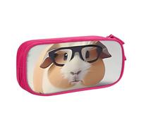 IguaTu Trousse à crayons de grande capacité en forme de cochon d'Inde avec lunettes - Organiseur de papeterie double couche pour l'école, le bureau, les voyages, rose, Taille unique, Trousse de beauté