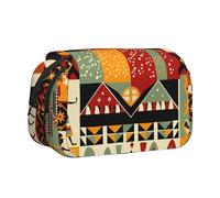 IguaTu Trousse à crayons double couche en tissu Oxford avec fermeture éclair et rabat, grande capacité pour l'école, le bureau, les voyages, Motif national africain., Taille unique, Trousse de beauté