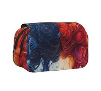 IguaTu Trousse à crayons double couche imprimée notes de musique, pochette en tissu Oxford avec fermeture éclair et rabat, grande capacité pour l'école, le bureau, les voyages, Avantage du cerveau