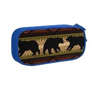IguaTu Trousse à crayons en forme d'ours - Grande capacité - Double couche - Tissu Oxford durable - Organiseur de fournitures scolaires et de bureau, bleu, Taille unique, Trousse de beauté