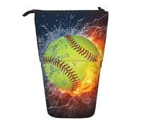 IguaTu Trousse extensible Fresh Tropical Lemons - Organiseur de papeterie télescopique - Tissu Oxford durable - Multi-usage - Pour stylos, maquillage, Orange Softball Baseball On Fire And Water,
