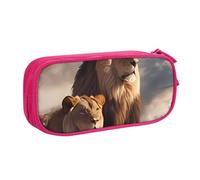 IguaTu Two Lions Trousse à crayons grande capacité - Organiseur de papeterie double couche pour l'école, le bureau, les voyages, rose, Taille unique, Trousse de beauté