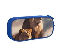 IguaTu Two Lions Trousse à crayons grande capacité - Organiseur de papeterie double couche pour l'école, le bureau, les voyages, bleu, Taille unique, Trousse de beauté