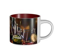 IguaTu Verres à cocktail et bouteilles de vin - Grande tasse à café en céramique de 450 ml - Tasse à thé avec poignée - Cadeau pour la maison, la cuisine, le bureau