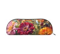 IguaTu Vineyard Trousse à crayons en cuir avec fermeture éclair lisse, Fleur colorée printemps/été., Taille unique, Cartable
