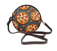 IguaTu Wolf at night Sac à bandoulière rond en cuir pour femme avec bandoulière amovible, sac à main élégant, Nourriture à pizza., Taille unique