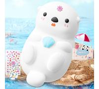 IGUGI Veilleuse Enfant,Veilleuse BéBé,Led Rechargeable,USB Loutre de Mer Night Light Intensité Variable avec Minuterie Comprend Une Carte de Remerciement Et Des Autocollants En Cristal Pailleté