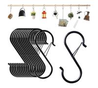 iguTrail Lot de 20 crochets en S avec boucle de sécurité - 9,5 cm - Noir - En acier inoxydable - Pour ustensiles et tringles à vêtements