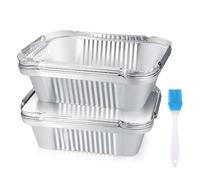 iguTrail Lot de 30 barquettes de barbecue en aluminium avec couvercle, 600 ml, 16 x 13 x 4,9 cm, jetables, pour griller, cuire et cuisiner