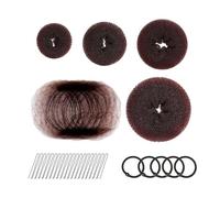 IguTrail Lot de 4 accessoires pour chignon - Marron - 20 épingles à cheveux - 20 élastiques - 5 élastiques - Aide à la coiffure pour chignon