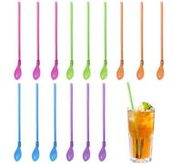 IGXX Lot de 12 pailles à granité, pailles à Smoothie, cuillères colorées 2 en 1, réutilisables, idéales pour Les Smoothies, Milkshakes, cafés et Cocktails.