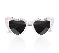 IGXX Lunettes de Soleil Future Mariée en Forme de Cœur avec Perles Faux, Blanches pour Femmes, Brille de Soirée Accessoire Enterrement Vie de Jeune Fille