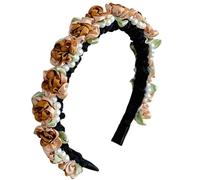 IGXX Serre-Tête Floral Dirndl pour Oktoberfest - Accessoire Bavarois à Fleurs (17×6cm, Marron) - Pour Femmes & Filles