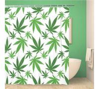 igyhuij 3D Rideau Douche Feuilles de Cannabis - Polyester Tissu Rideau de Bain Feuilles de Cannabis - Anti Moisissure Imperméable Rideaux de Douche 120 x 180 cm 8 Crochets J607