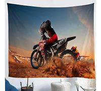 igyhuij athlète de moto sports extrêmes Tapisserie Murales, Tenture Murale Mandala Hippie Psychédélique Bohemian Nature Decoration, Tenture Murale pour Salon Chambre Tapestry 200x200 cm