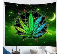 igyhuij Feuille de Cannabis de Lotus Tapisserie Murales, Tenture Murale Mandala Hippie Psychédélique Bohemian Nature Decoration, Tenture Murale pour Salon Chambre Tapestry 175x230 cm