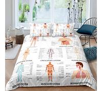 igyhuij Housse de Couette 140x200 Thème de l'anatomie du Corps Humain Blanc Imprimée Microfibre Parure de Lit avec 2 x Taie d'oreiller 65x65 cm avec Fermeture Eclair