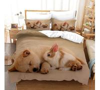 igyhuij Housse de Couette 220x240 Chien Lapin, Microfibre 3D Imprimée Chien Lapin Parure de Lit, 1 x Housse de Couettes avec 2 x Taie d'oreiller 65x65 cm avec Fermeture Eclair