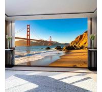 igyhuij Papier Peint Panoramique 3D Pont du Golden Gate Fresque Murale 366x254 cm Papier Peint Intissé San Francisco, États-Unis Photo Mural Décoration Murale Moderne pour Salon Chambre Bureau m1595