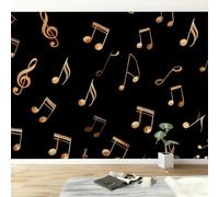 igyhuij Papier Peint Panoramique Notes de Musique Noires Murales Intissé 350x256 cm Décoration Murale Moderne 3D Effet Papier Peint Thème Musical Salon Chambre Geant Mural Photo Poster m138
