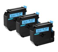 IGZLLBYJ 3PK MK-231 M-K 131 Noir sur Blanc 9/12 mm Compatible avec MK Tape MK221 MK 631 et PT-M95 PT-65 PT-70 PT-80(Black on Blue)