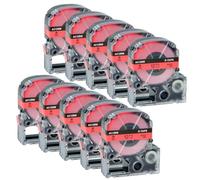 IGZLLBYJ Tapis d'étiquette 10pk SS12KW 9/12/18/24 mm Compatible avec Divers Fabricants d'étiquettes, y Compris LW-300 400 600 700 SS18KW SS9KW SS24KW LK-4WBN 4WBN SS9KW(Black on Red)