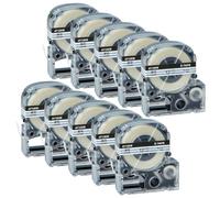 IGZLLBYJ Tapis d'étiquette 10pk SS12KW 9/12/18/24 mm Compatible avec Divers Fabricants d'étiquettes, y Compris LW-300 400 600 700 SS18KW SS9KW SS24KW LK-4WBN 4WBN SS9KW(Black on Clear)