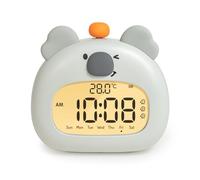 IHALO Koala Réveil Enfant Réveil de Chevet avec Koala Veilleuse Affichage LED Numérique 3,15 Pouces Trois Alarmes Mode W nd Date Heure Température Rechargeable Décoration pour Chambre de Bébé