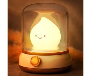IHALO LED Veilleuse Enfant, Lampe de Chevet Rechargeable USB, Veilleuse Bébé avec Lumière Chaude Dimmable Progressive, Lumière Douillette Tactile et Minuterie pour Chambre Salon Camping, Cadeau, Blanc