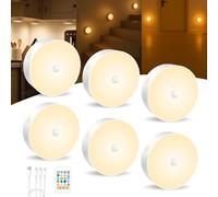 IHALO Lot de 6 spots LED rechargeables par USB avec télécommande, éclairage d'escalier à intensité variable, détecteur de mouvement, batterie intérieure, éclairage d'armoire, pour chambre d'enfant