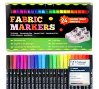 ihaspoko Marqueurs Textile et Tissu, 24 Couleurs Marqueur Textile Permanent pour T-shirts Jeans Chapeaux Sacs en Toile Chaussures, Marqueurs Textiles Peintures Textiles pour Peinture et écriture