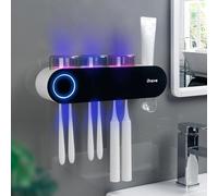 iHave Porte Brosse à Dents Mural UV avec stérilisateur Brosse à Dents, Distributeur à Dentifrice et 3 gobelets, Accessoire Salle de Bain Moderne et décoration Pratique