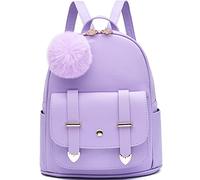 IHAYNER Mini Sac à Dos Tendance pour Filles, Femmes et Adolescentes - Sac à Main en Cuir PU avec Pompon - Sac à Bandoulière Violet, Petit