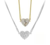 IHAZNTMZX Collier Amour Magnétique Patchwork, Pendentif Amour Serti Diamant Réversible, Cadeau d'Anniversaire pour Femme, 40 cm